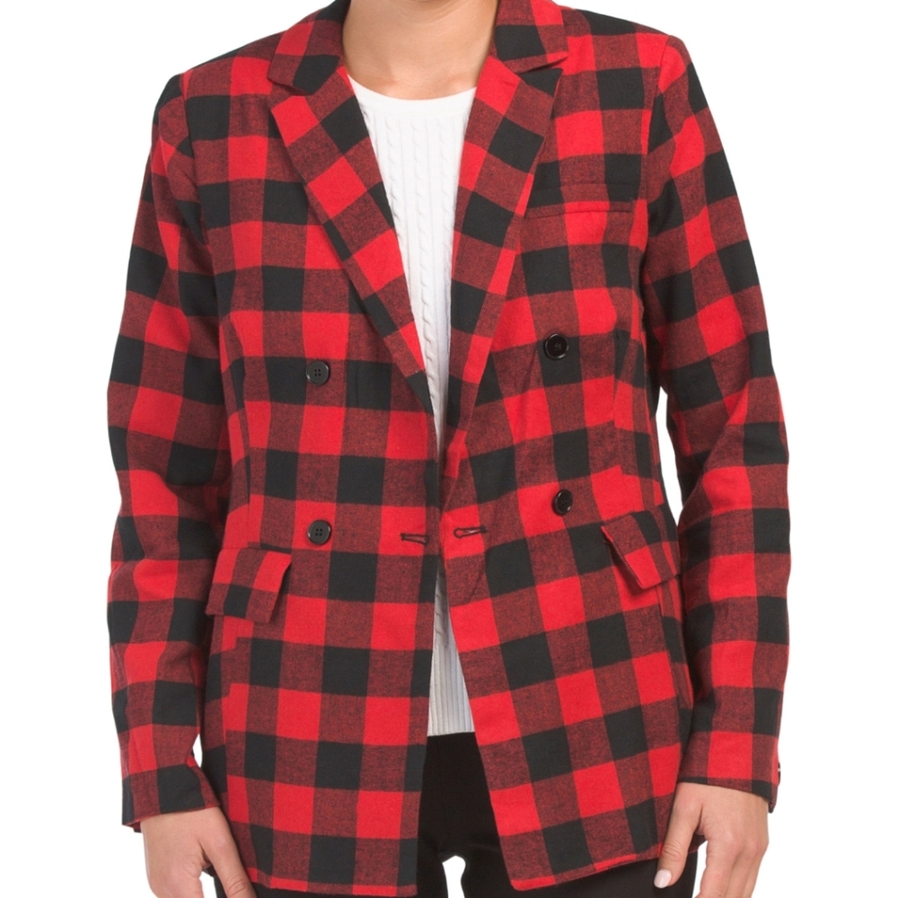 MORRISDAY Juniors Red/ Black Check Blazer Size Medium